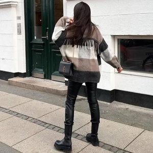 Zara Plaid Fringe Overshirt size M